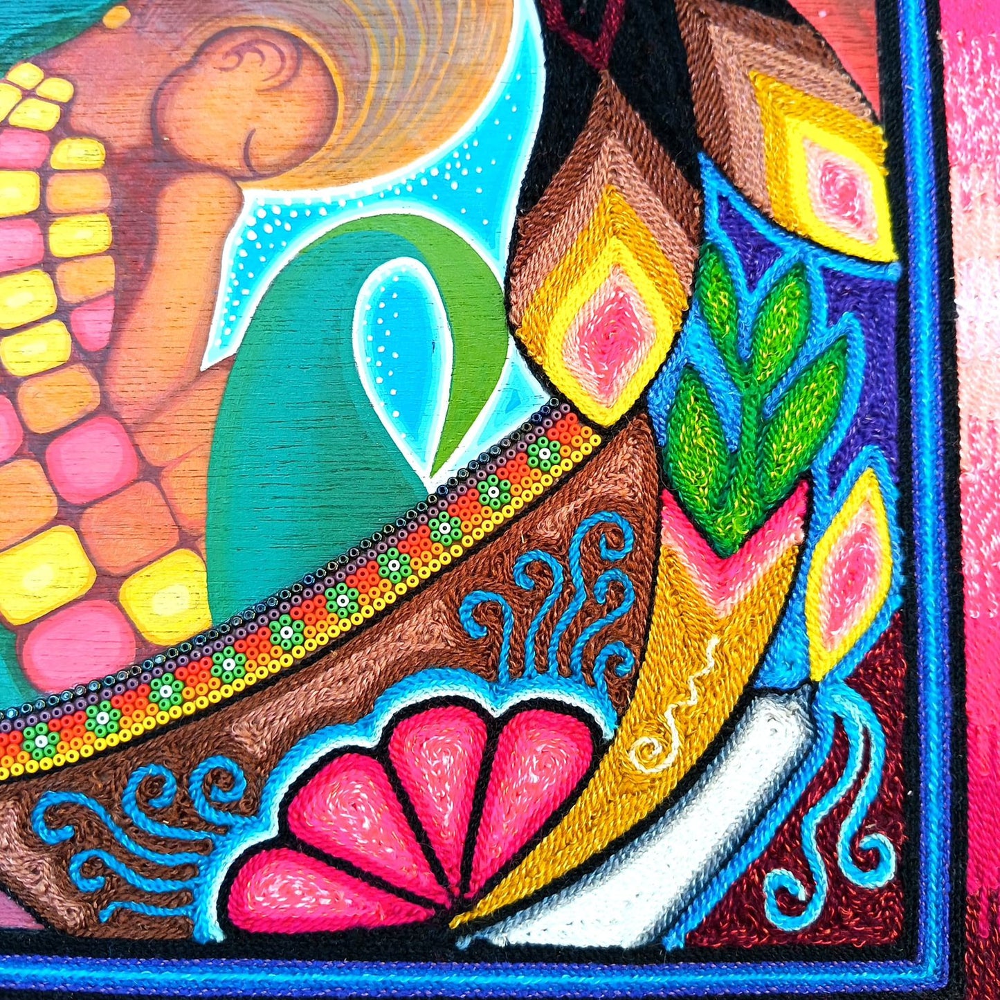 Huichol Mexican Folk Art Yarn Painting by Neikame PP8813