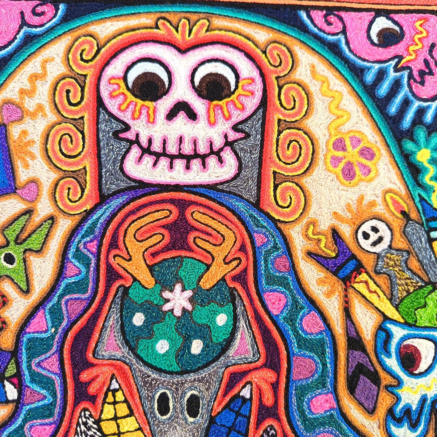 Huichol Indian Yarn Painting By Luis Castro PP8816
