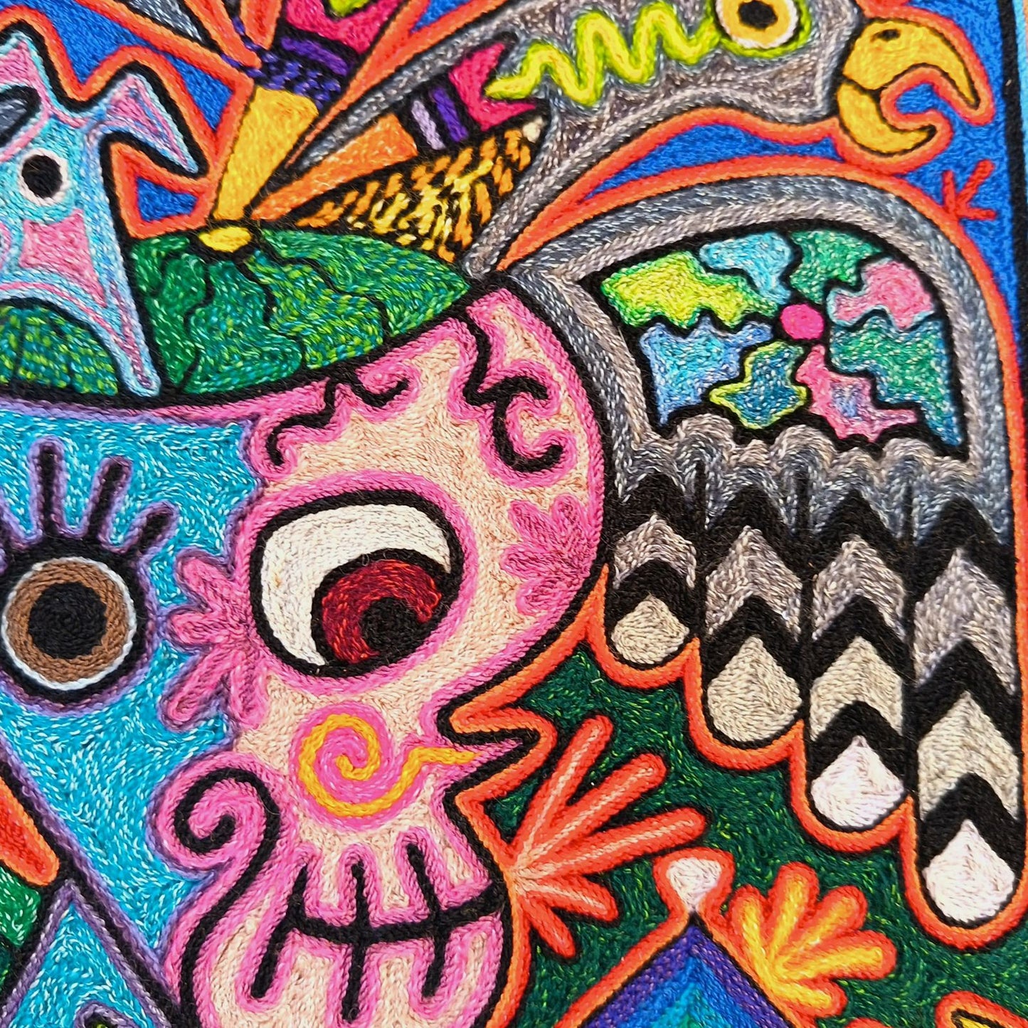 Huichol Indian Yarn Painting By Luis Castro PP8817