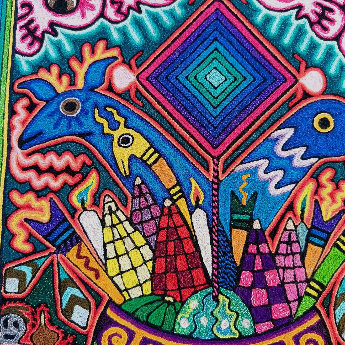 Huichol Indian Yarn Painting By Luis Castro PP8818 Oaxaca