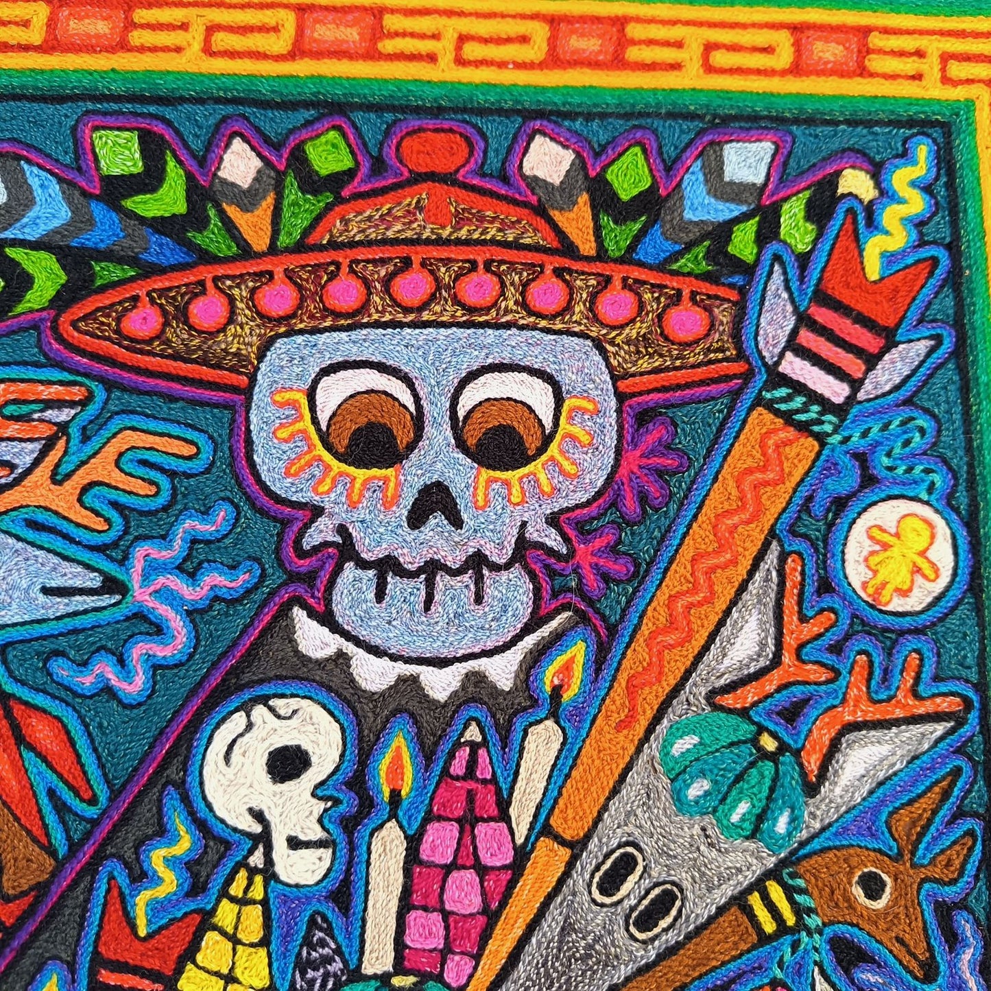 Huichol Indian Yarn Painting By Luis Castro PP8820