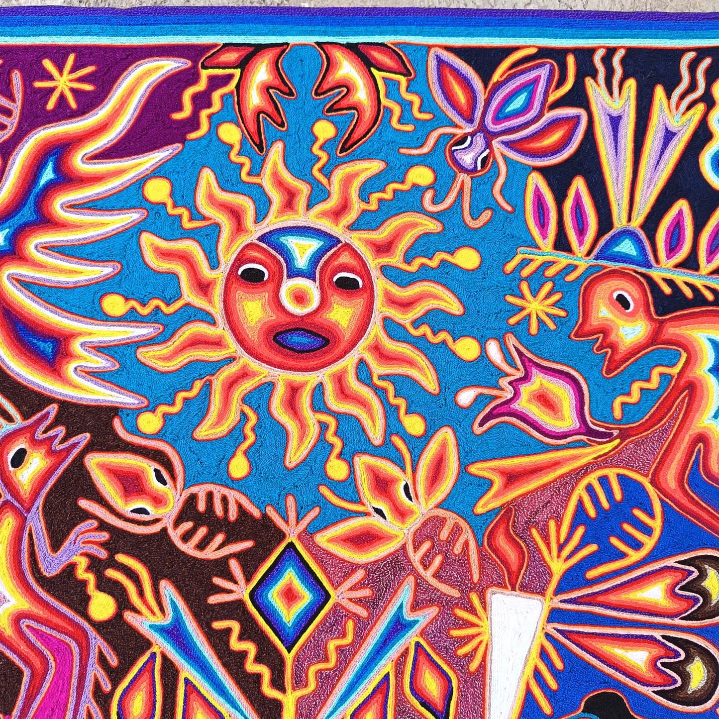 Huichol Yarn Painting Mexican Folk Art By Hilaria Chavez Carrillo PP8826