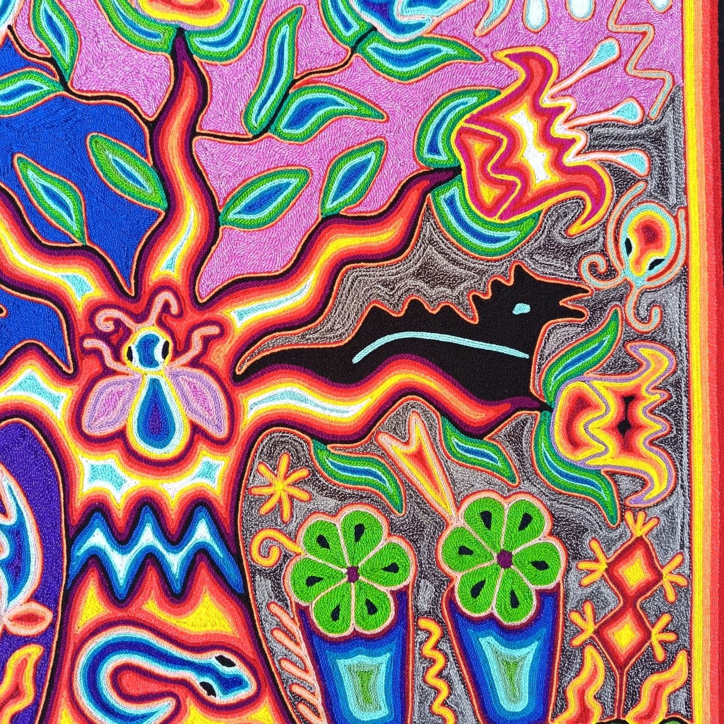 Huichol Yarn Painting Mexican Folk Art By Hilaria Chavez Carrillo PP8829