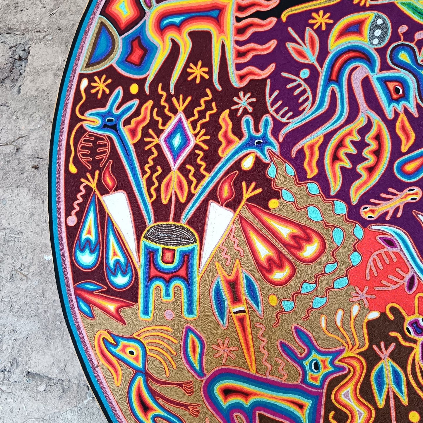 Huichol Yarn Painting Mexican Folk Art By Hilaria Chavez Carrillo PP8821