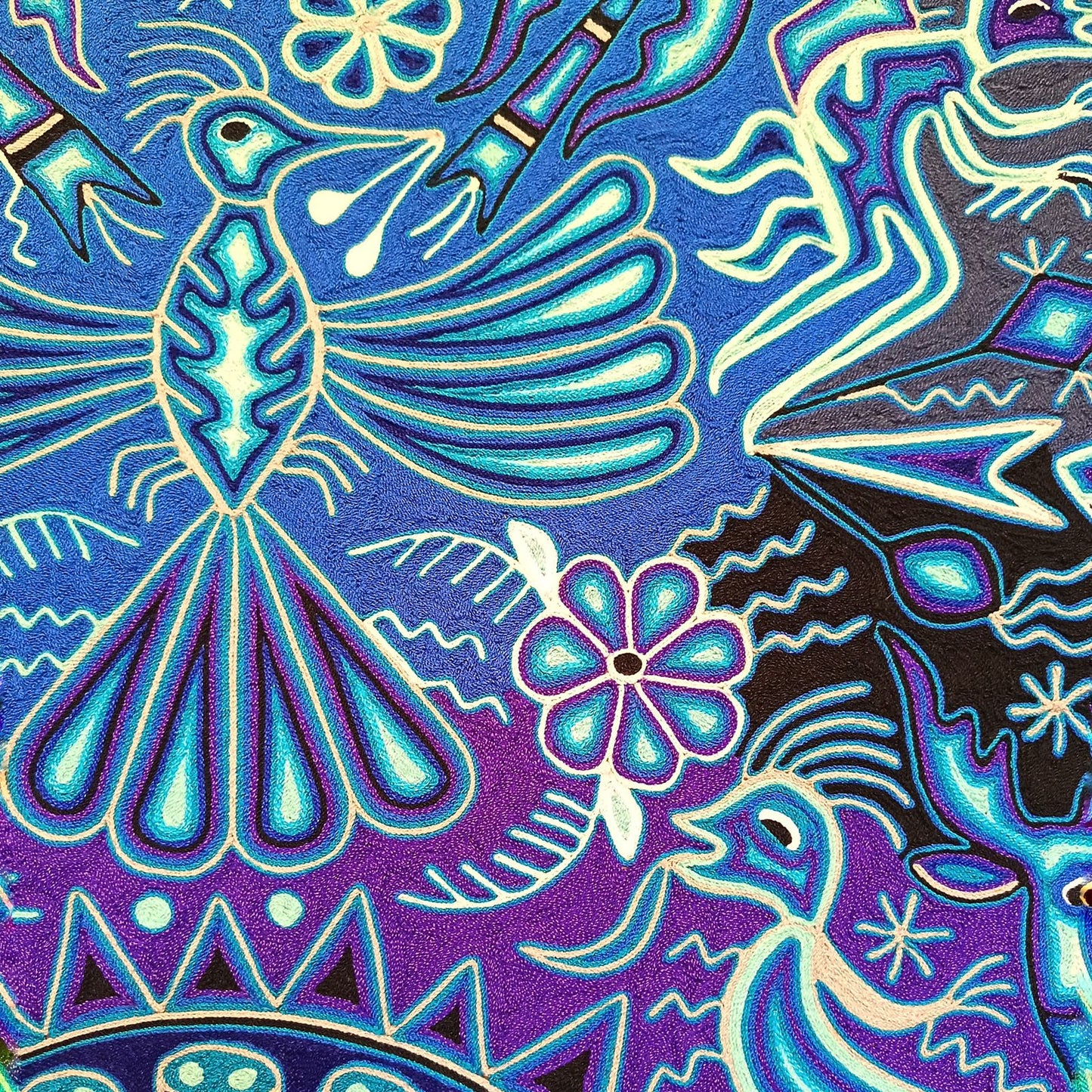 Huichol Yarn Painting Mexican Folk Art by Hilaria Chavez Carrillo PP8840