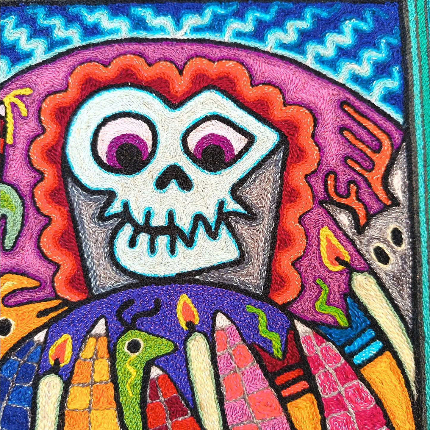 Mexican Folk Art Huichol Indian Yarn Painting by Luis Castro PP8855 Oaxaca