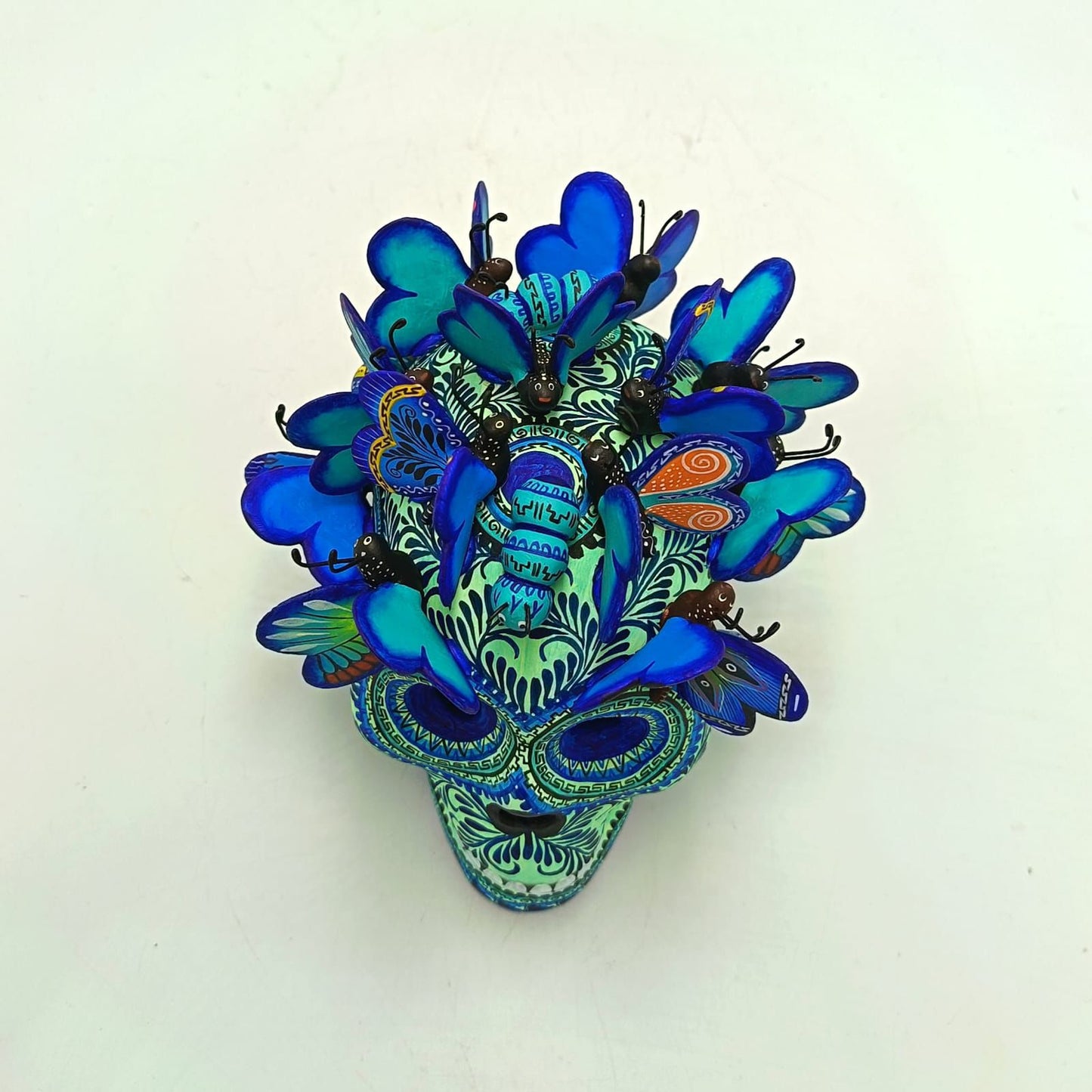 Day Of The Dead Ceramics Butterflys Human Skull By Alfonso Castillo PP8834