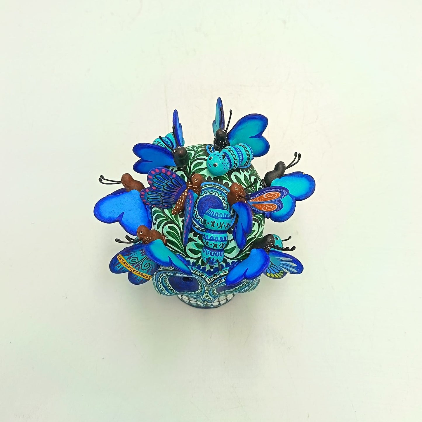 Day Of The Dead Ceramics Butterflys Human Skull By Alfonso Castillo PP8836