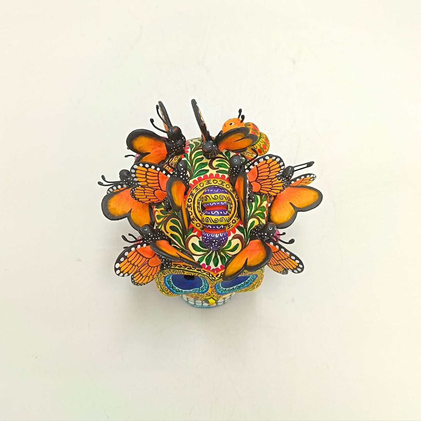 Day Of The Dead Ceramics Butterflys Human Skull By Alfonso Castillo PP8837