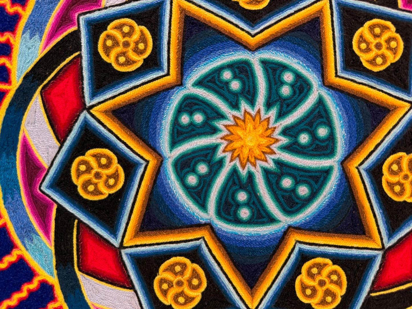 Huichol Indian Yarn Painting by Samuel Hernandez PP8896 Oaxaca