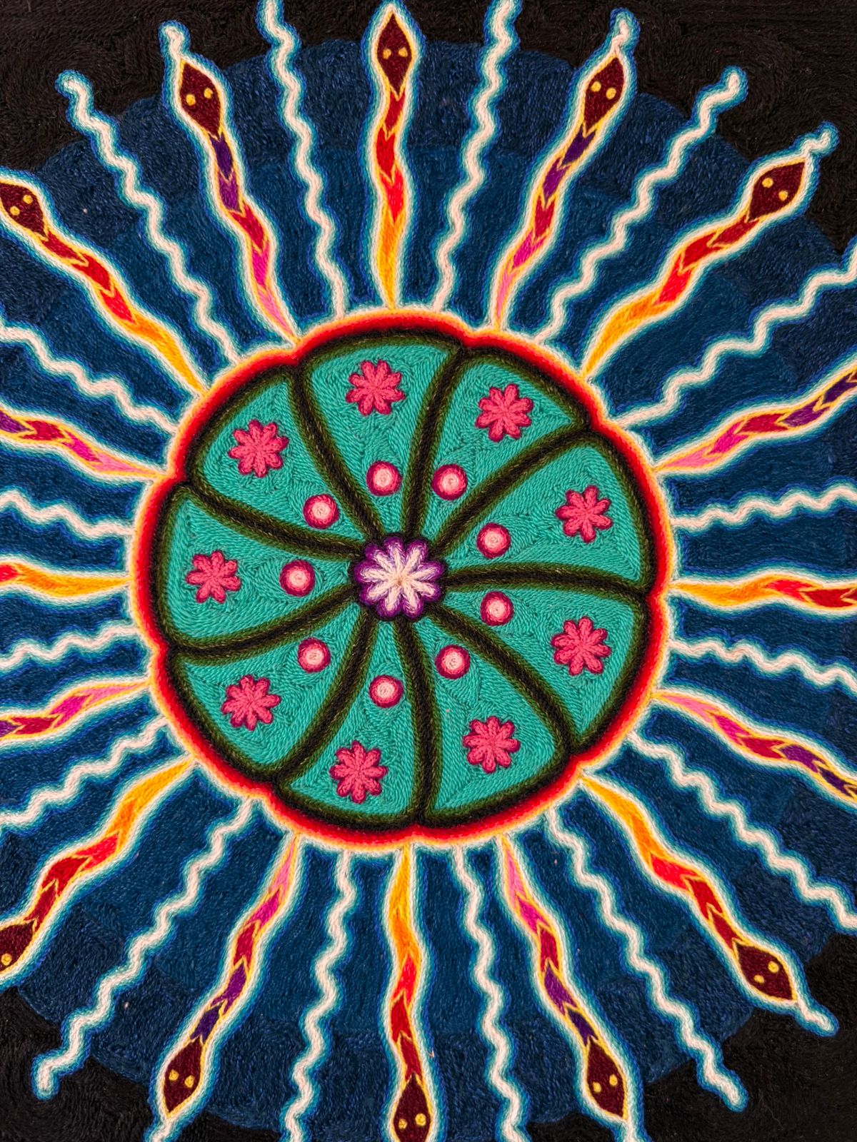 Huichol Indian Yarn Painting by Samuel Hernandez PP8898 Oaxaca