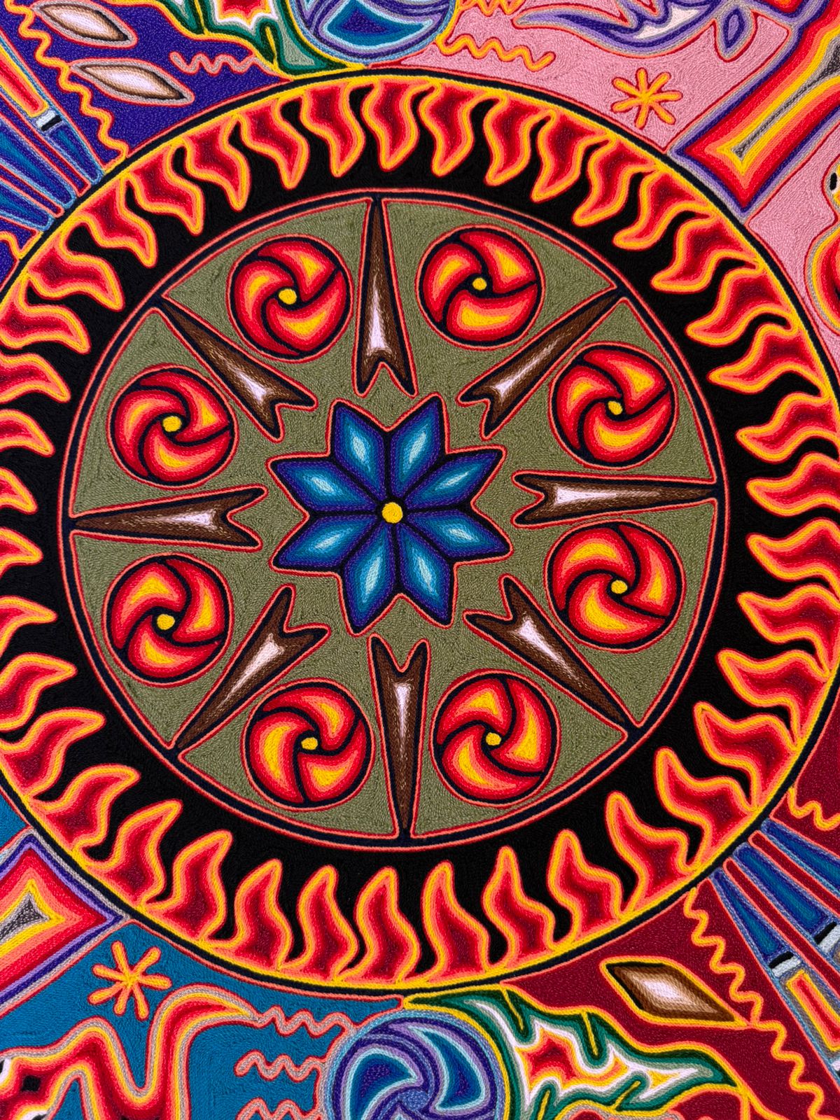 Huichol Yarn Painting Mexican Folk Art By Hilaria Chavez Carrillo PP8907