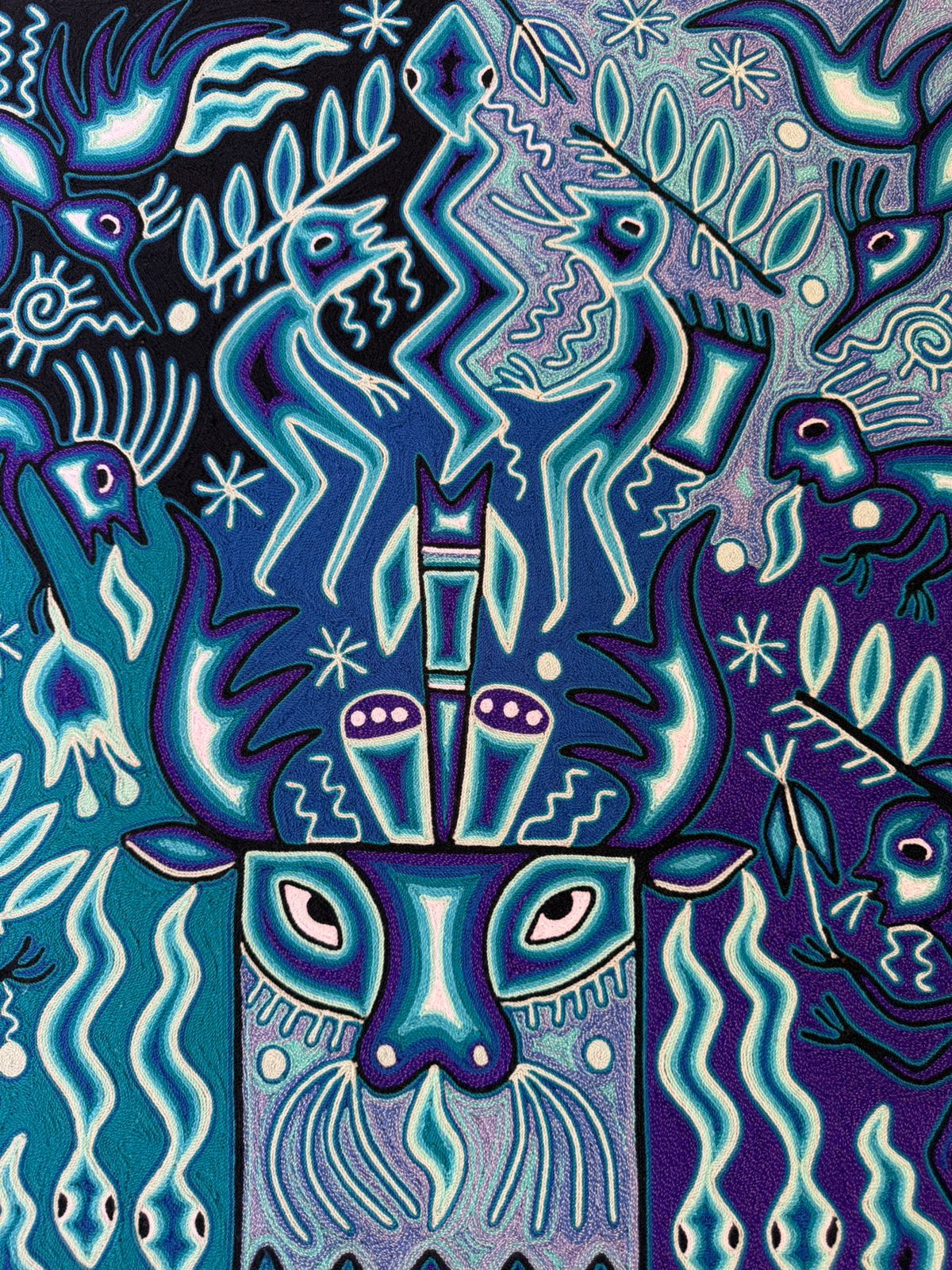 Huichol Yarn Painting Mexican Folk Art By Hilaria Chavez Carrillo PP8908