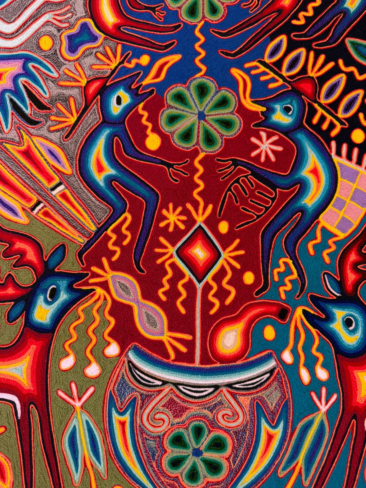 Huichol Yarn Painting Mexican Folk Art By Hilaria Chavez Carrillo PP8909 Oaxaca