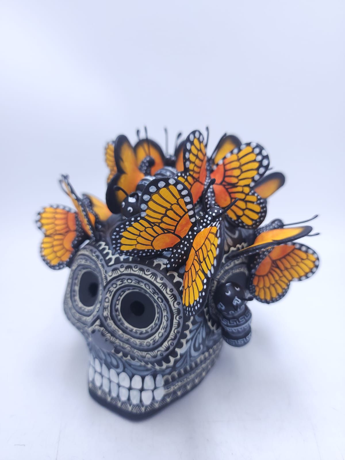 Day Of The Dead Ceramics Butterflys Human Skull By Alfonso Castillo PP8885