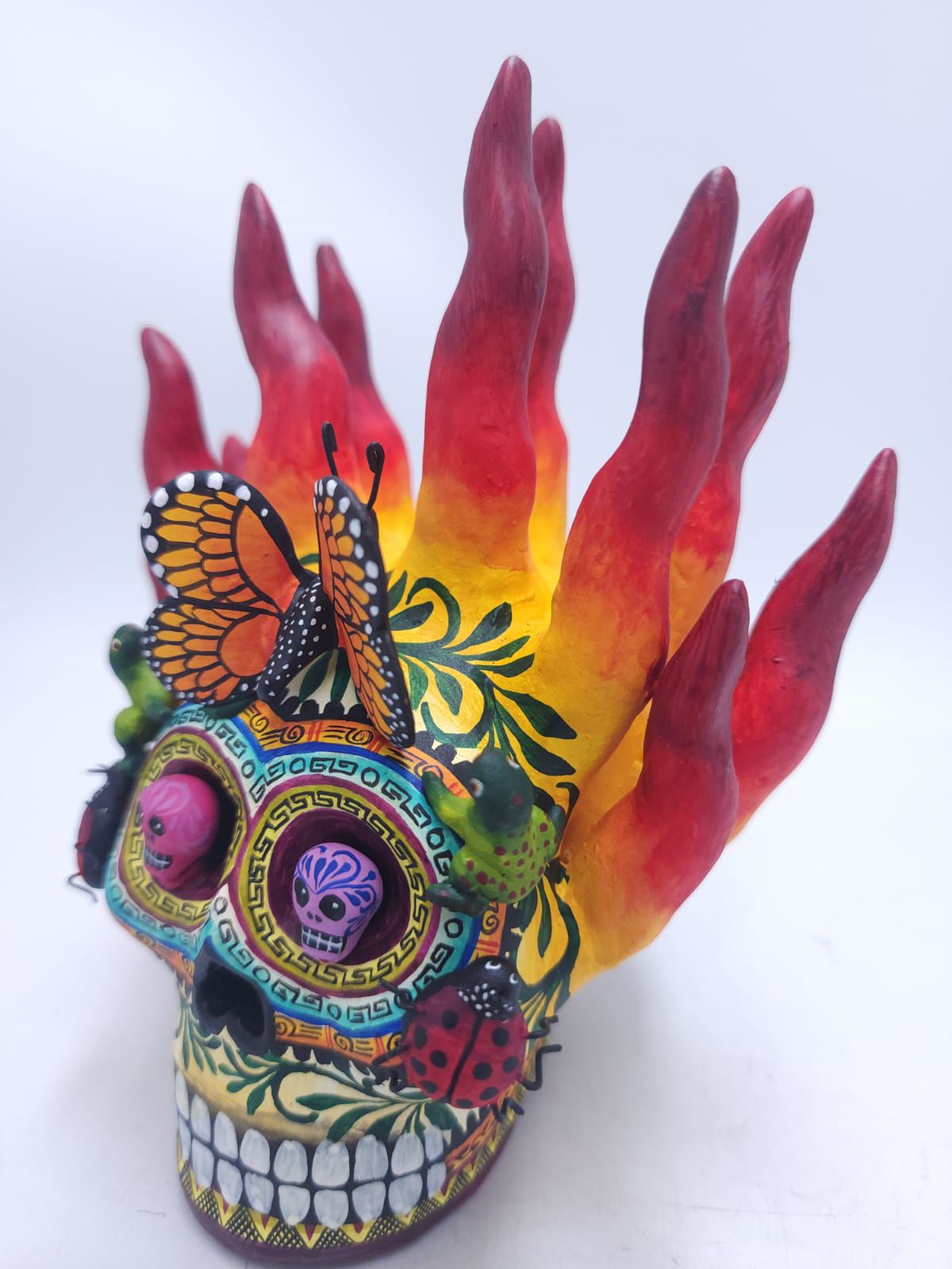 Day Of The Dead Ceramics Fire Skull By Alfonso Castillo PP8886