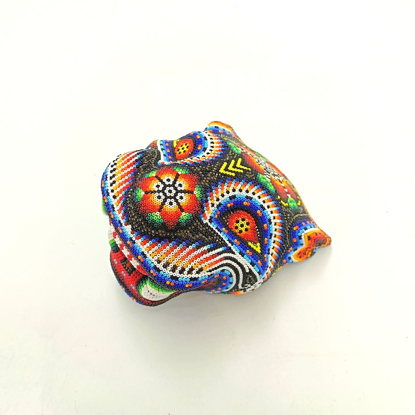 Mexican Huichol Hand Beaded Jaguar Head By Santos Bautista PP8847