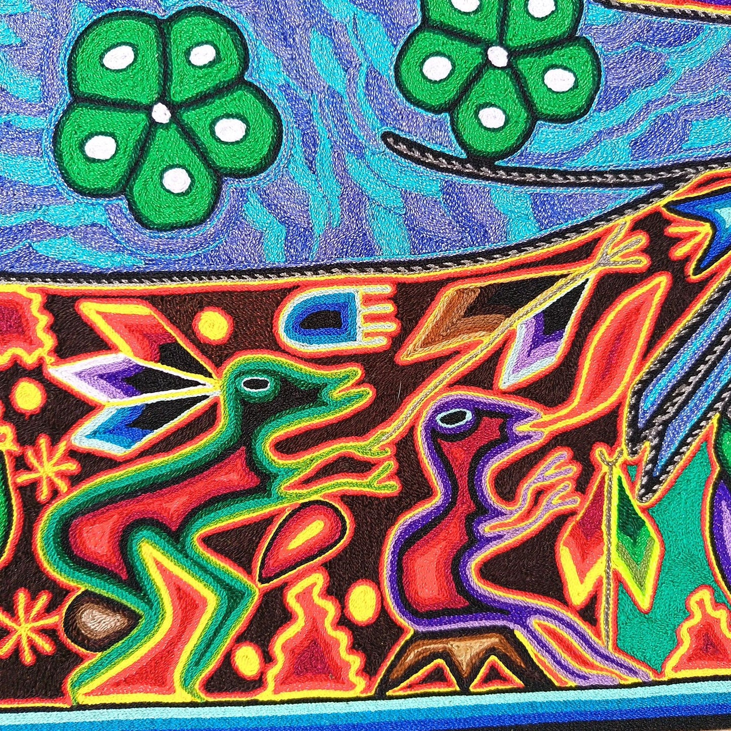 Tepehuano Yarn Painting Mexican Folk Art By Bautista Family PP8911