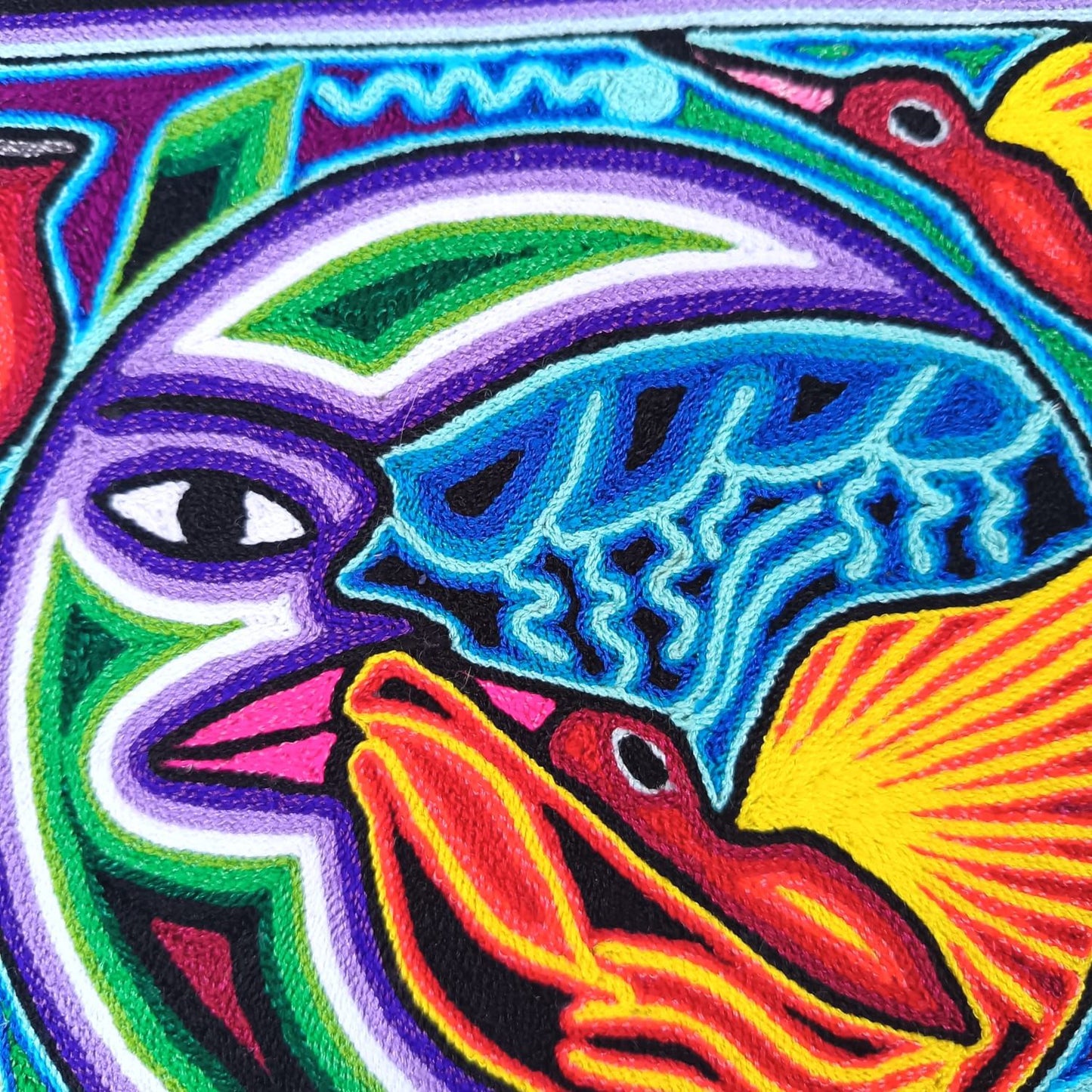 Tepehuano Yarn Painting Mexican Folk Art By Bautista Family PP8929 Oaxaca