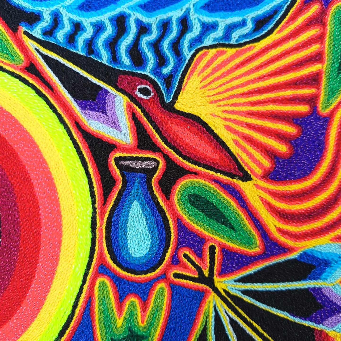 Tepehuano Yarn Painting Mexican Folk Art By Bautista Family PP8932