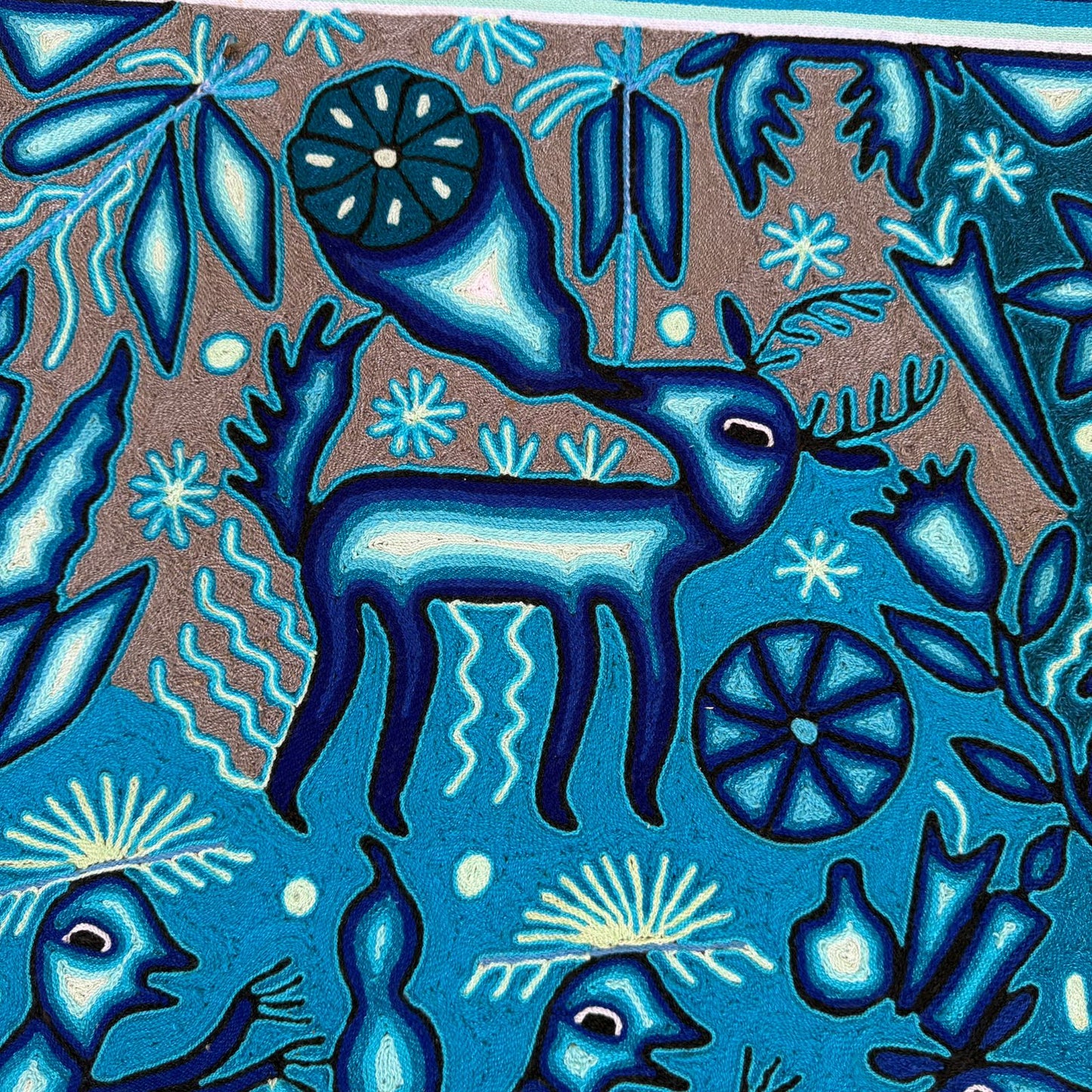 Mexican Folk Art Huichol Yarn Painting by Cooperativa Zitacua PP8961 Oaxaca