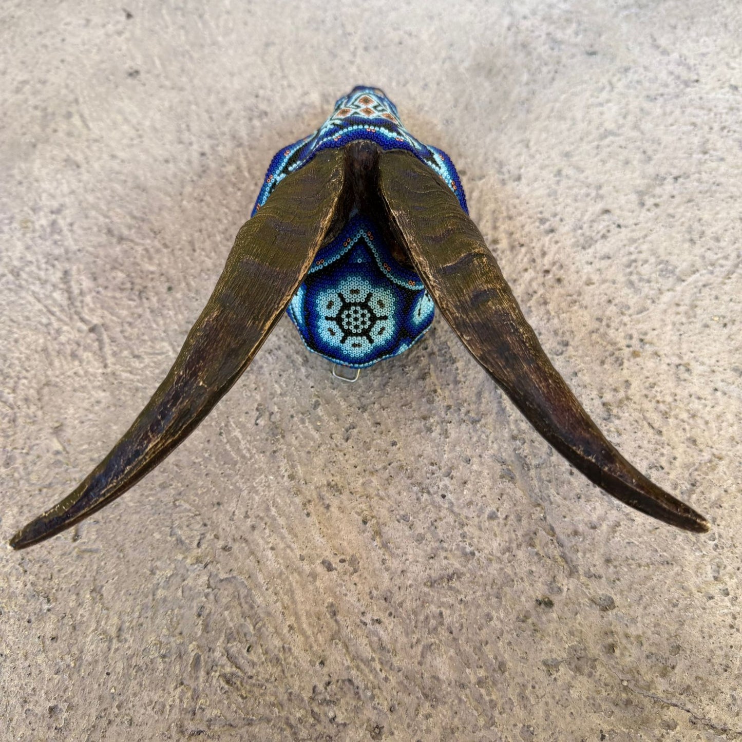 Beaded Huichol Mexican Folk Art Goat Skull By Mayola Villa Lopez PP8965 Oaxaca