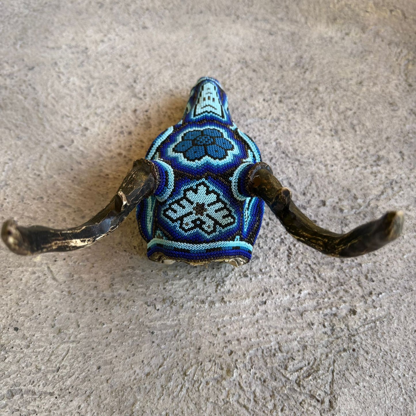 Huichol Indian Cast Resin Deer Skull Beaded By Mayola Villa Lopez PP8966 Oaxaca