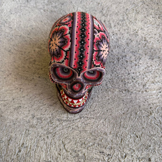 Huichol Hand Beaded Human Skull By Mayola Villa Lopez PP8968