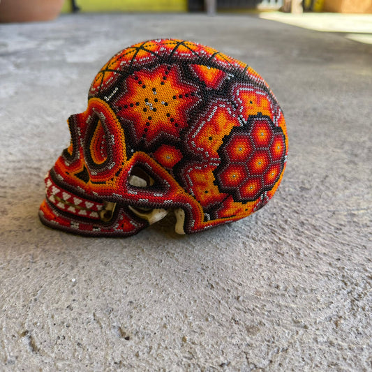 Huichol Hand Beaded Human Skull By Mayola Villa Lopez PP8969