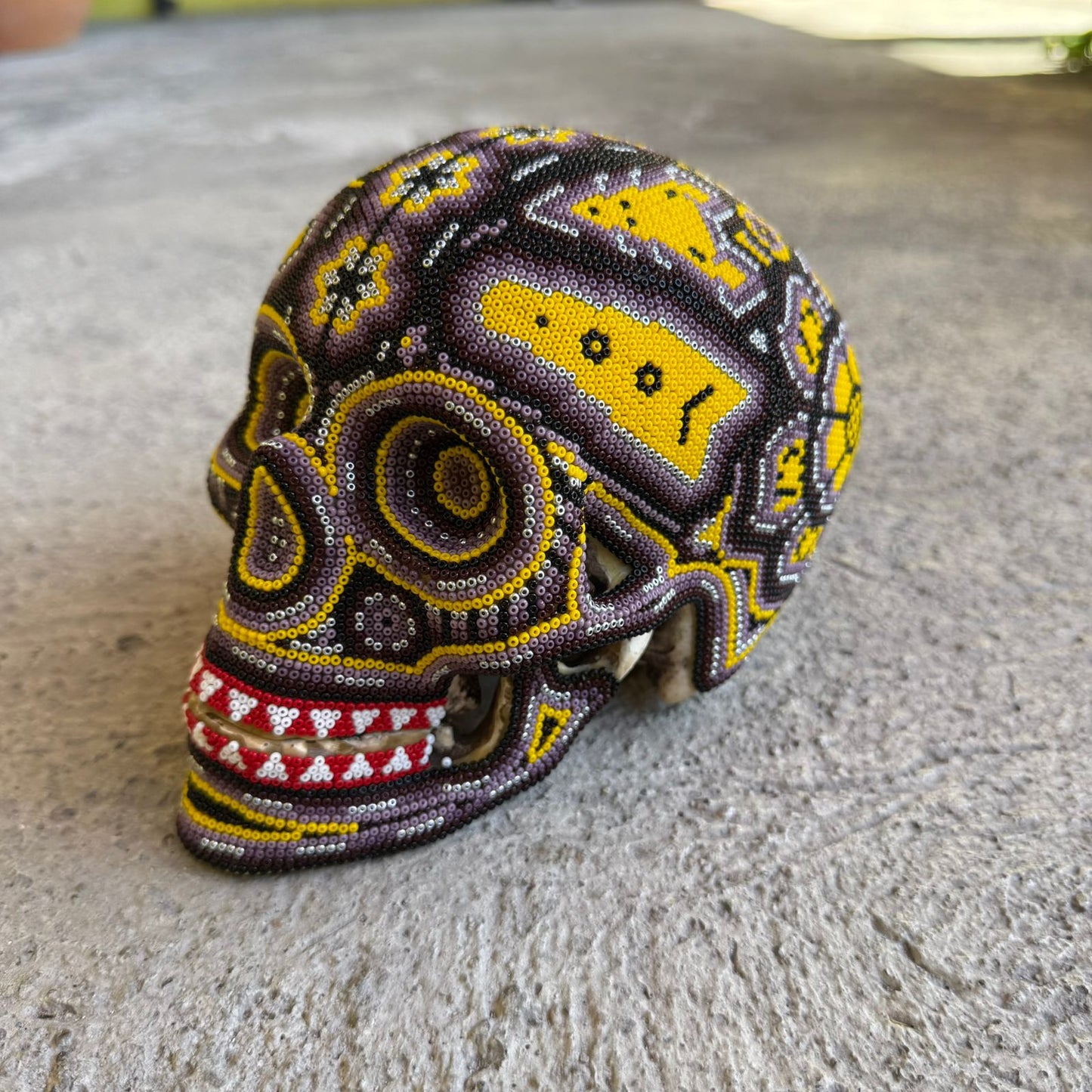 Huichol Hand Beaded Human Skull By Mayola Villa Lopez PP8970