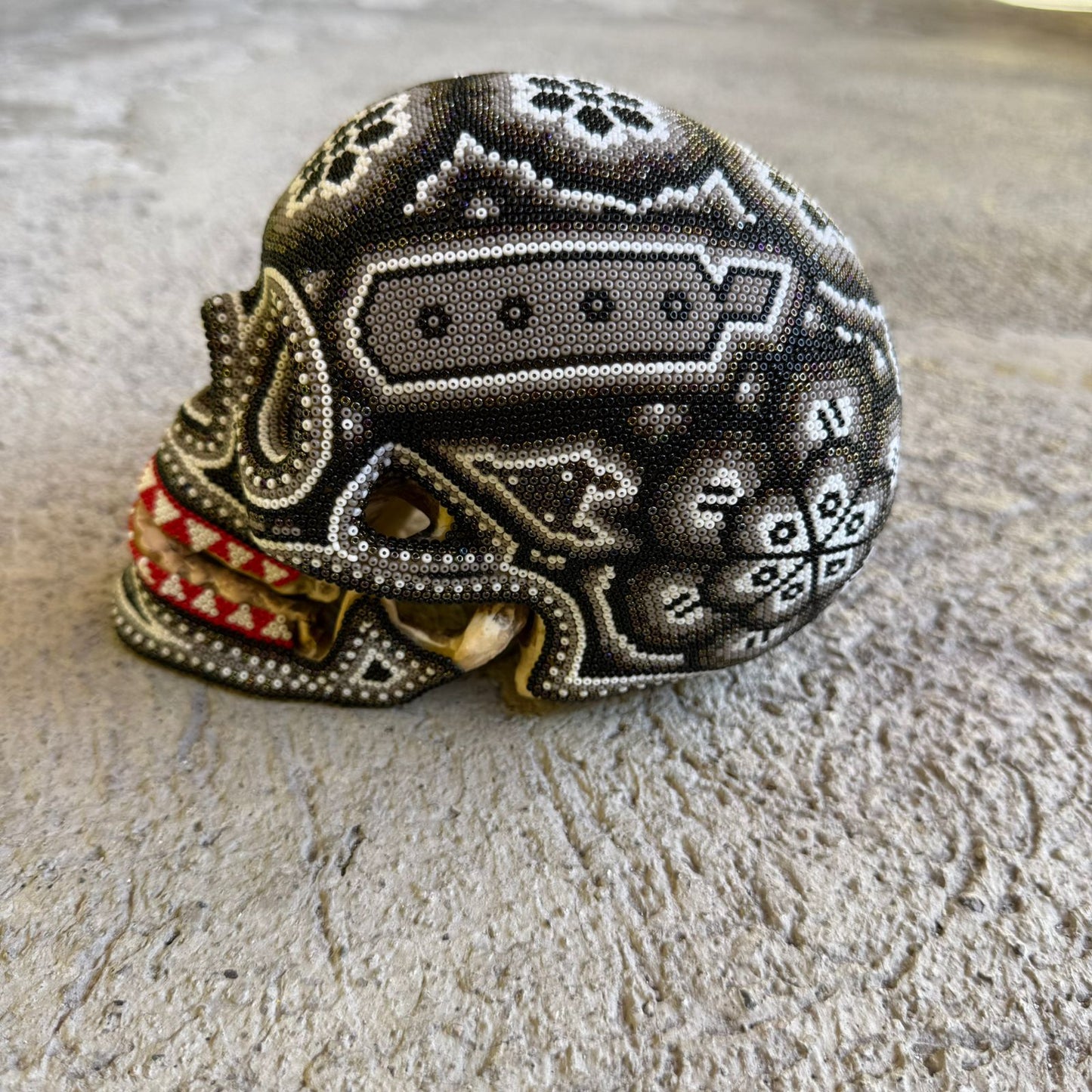 Huichol Hand Beaded Human Skull By Mayola Villa Lopez PP8974