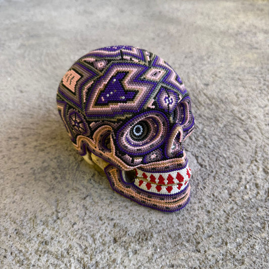Huichol Hand Beaded Human Skull By Mayola Villa Lopez PP8975
