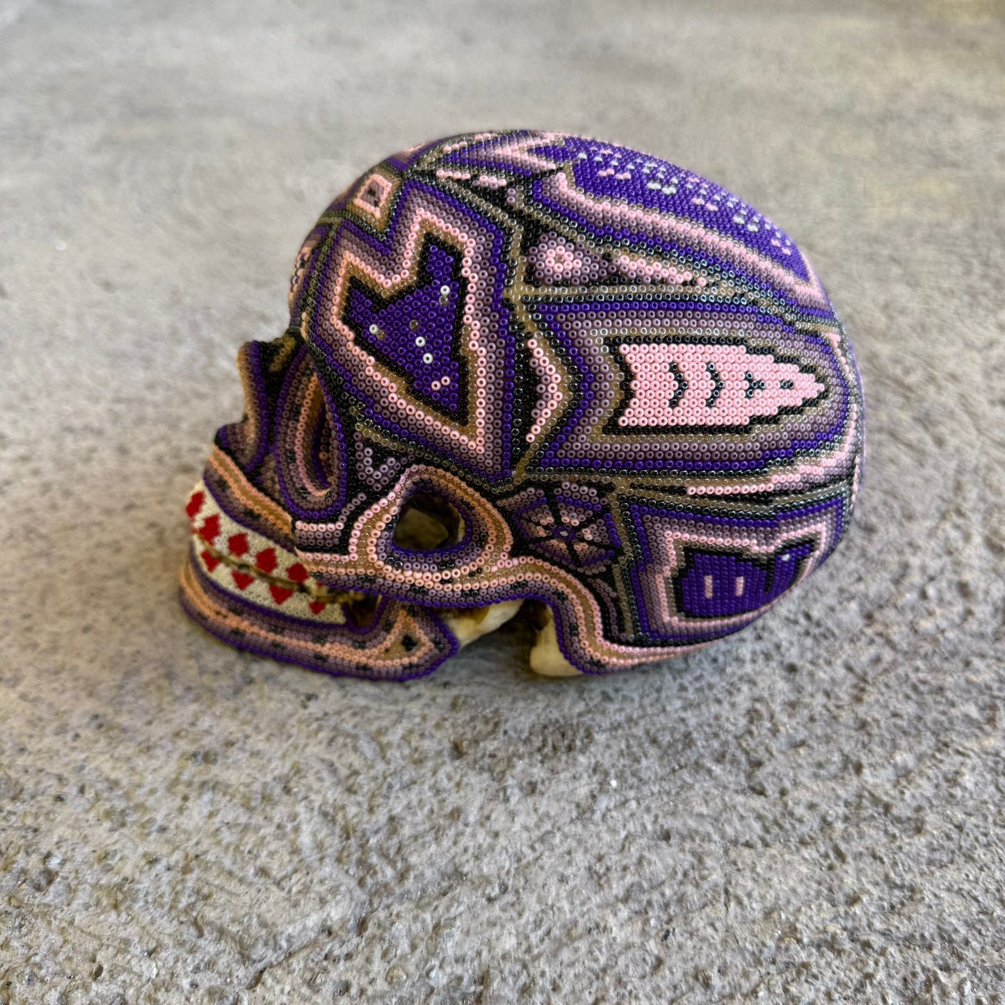 Huichol Hand Beaded Human Skull By Mayola Villa Lopez PP8975