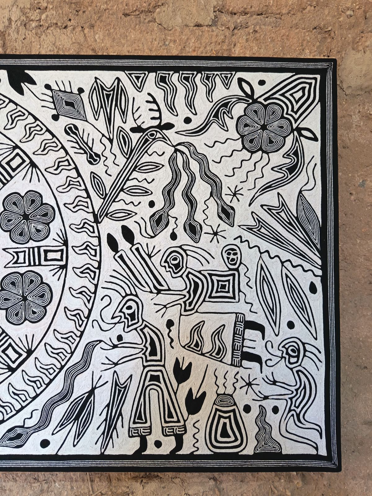 Huichol Yarn Painting Mexican Folk Art by Hilaria Chavez Carrillo PP9011 Oaxaca