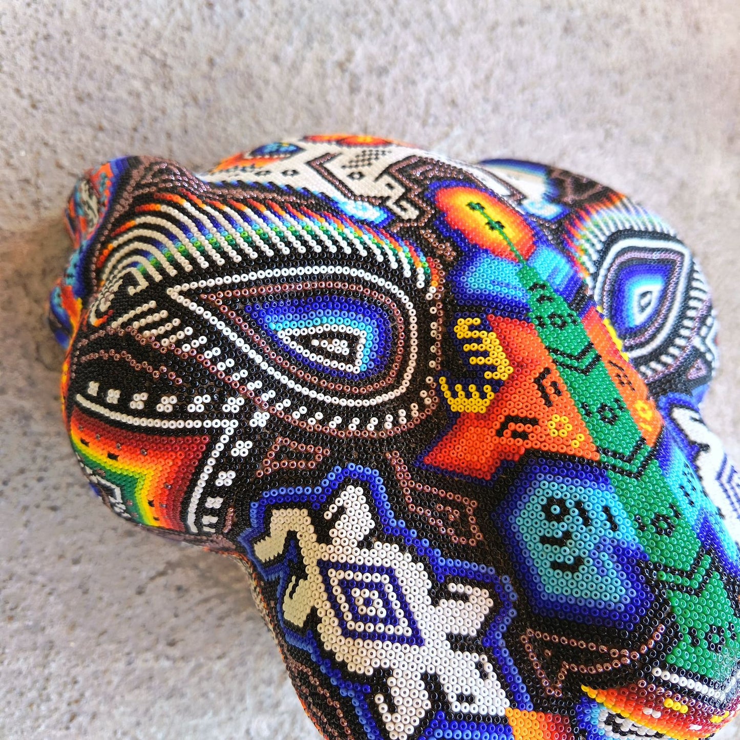 Mexican Huichol Hand Beaded Jaguar Head By Santos Bautista PP9054 Oaxaca