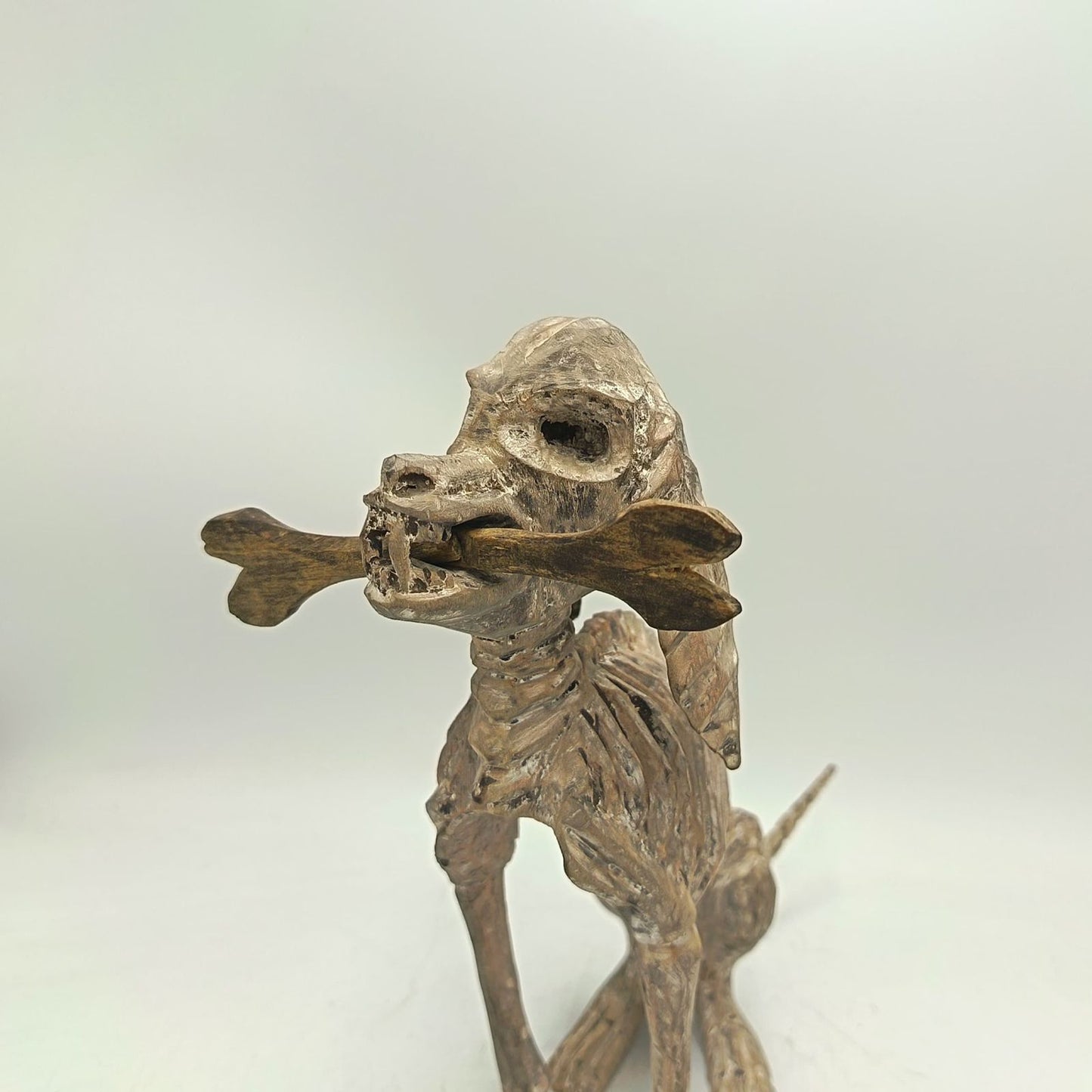Beutiful Oaxacan Wood Carving Skeleton Dog, By Alejandrino Fuentes PP9116