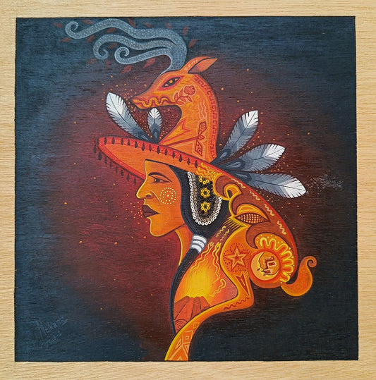 Huichol Mexican Folk Art Yarn Painting by Neikame PP9039