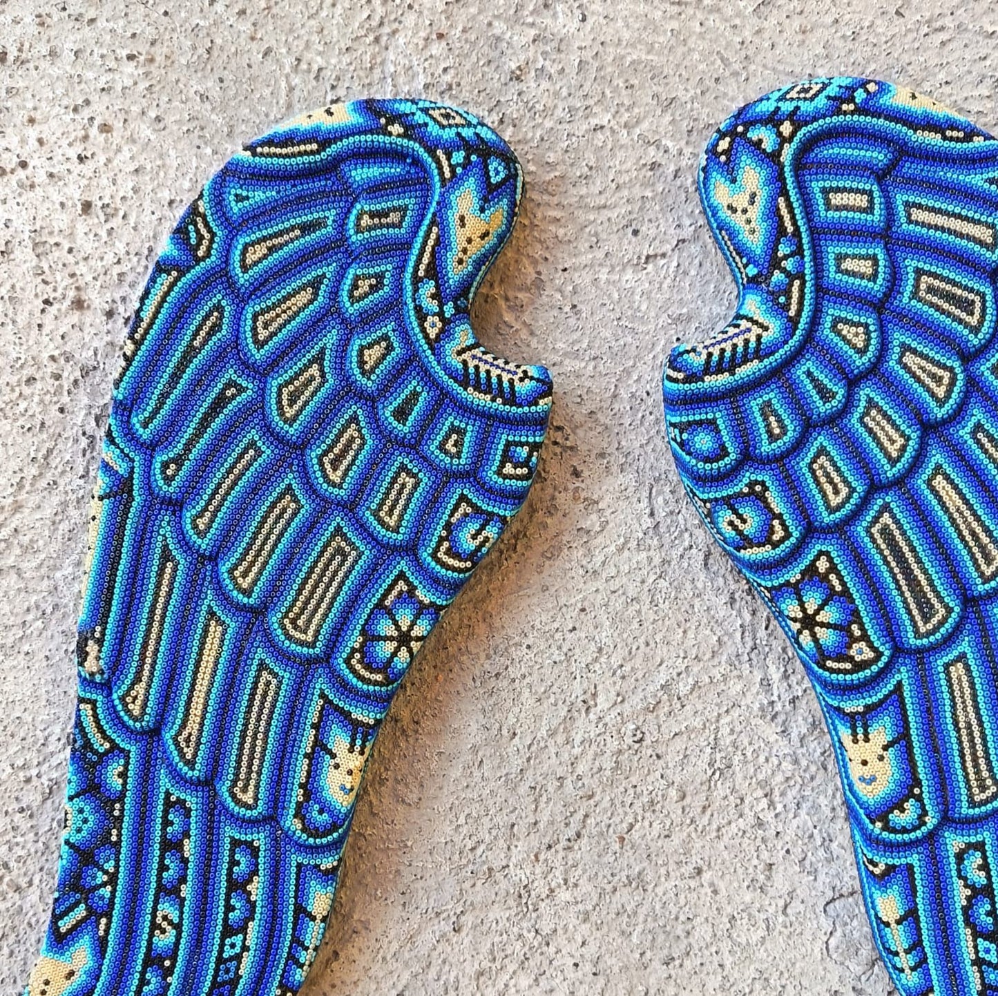 Mexican Huichol Hand Beaded Art, Pair of Wings By Isandro Villa Lopez PP9107