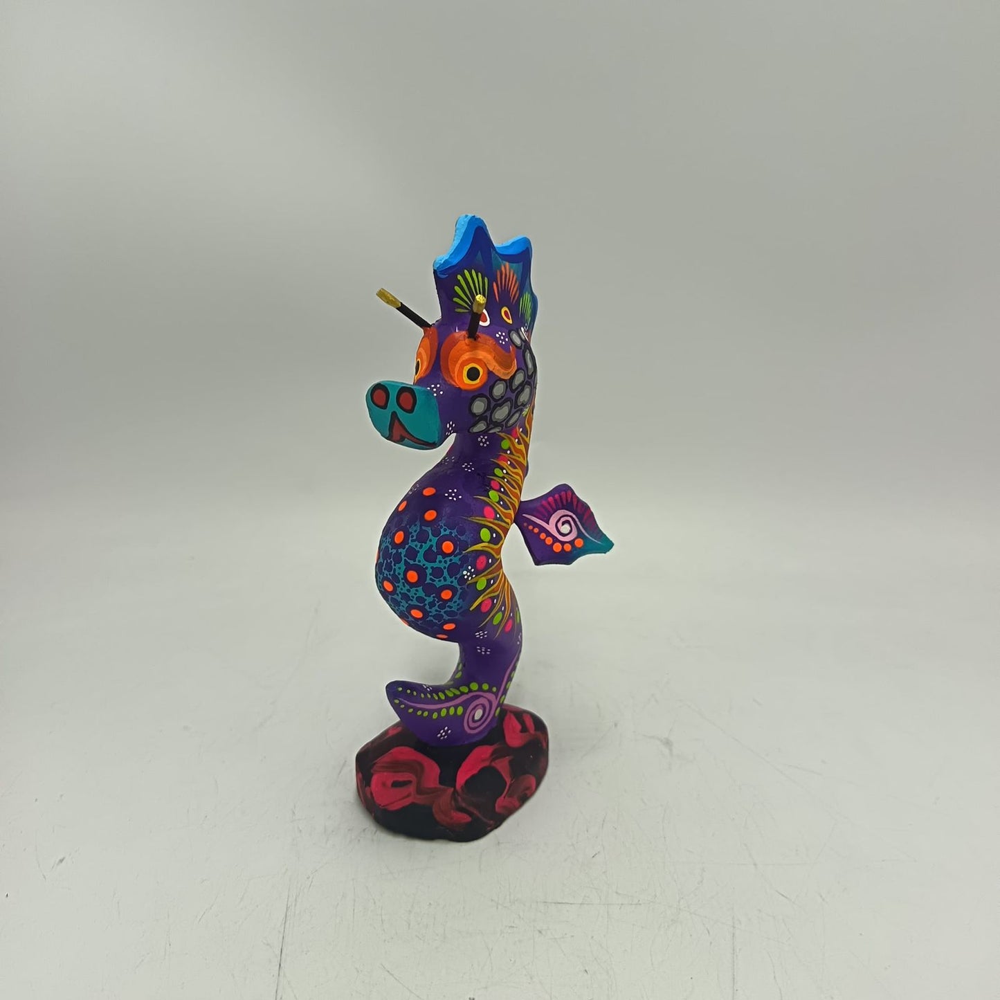 Oaxacan Wood Carving Hand Made Sea Horse By Estudio 2403 PP9129