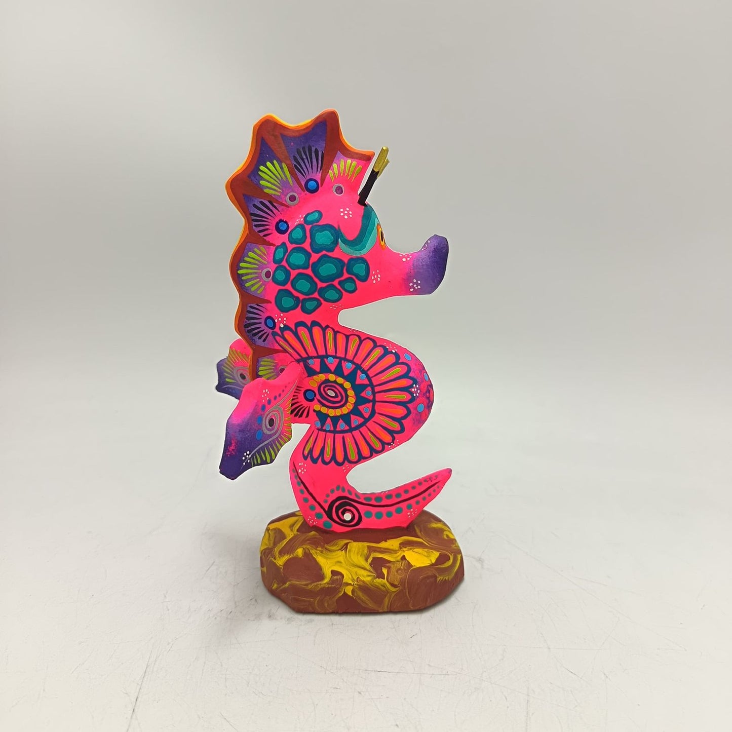 Oaxacan Wood Carving Hand Made Sea Horse By Estudio 2403 PP9130
