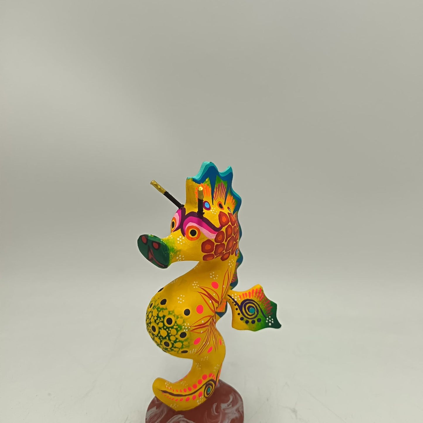 Oaxacan Wood Carving Hand Made Sea Horse By Estudio 2403 PP9134