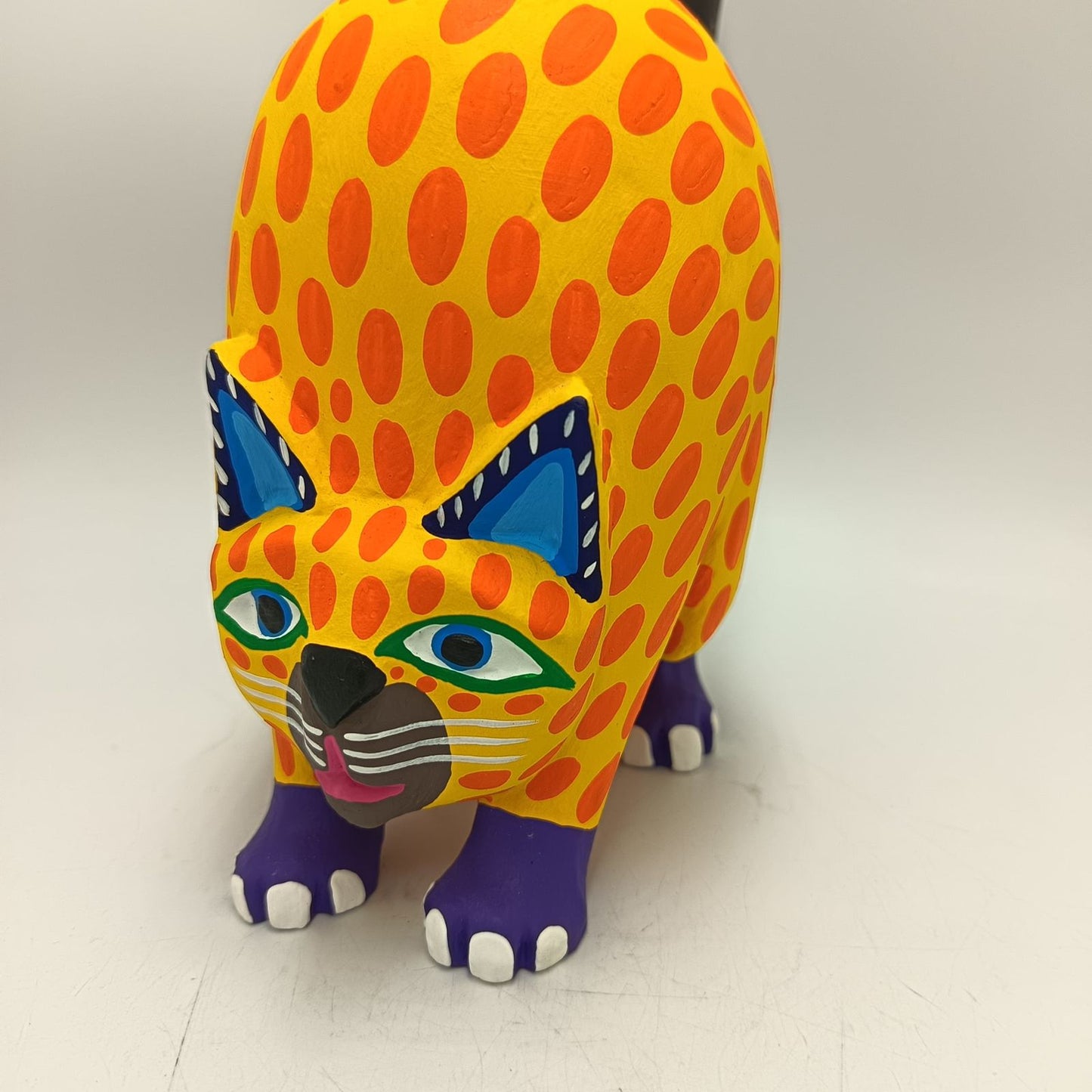 Oaxacan Wood Carving Hand Made, Cat By Armando Jimenez PP9161