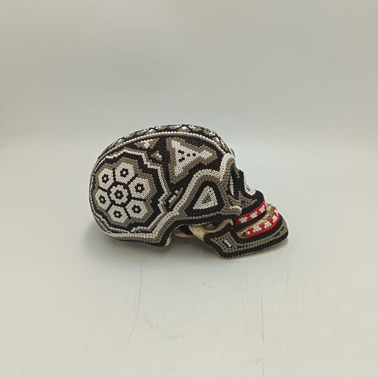 Huichol Hand Beaded Human Skull By Mayola Villa Lopez PP9162 Oaxaca
