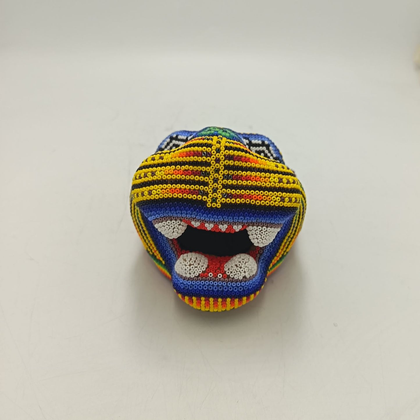 Mexican Huichol Hand Beaded Jaguar Head By Santos Bautista PP9190 Oaxaca