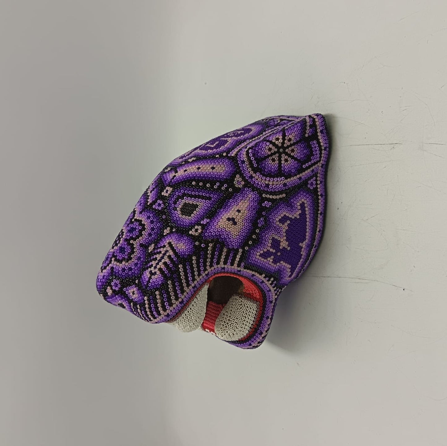Huichol Mexican Hand Beaded Jaguar Head By Isandro Villa Lopez PP9216