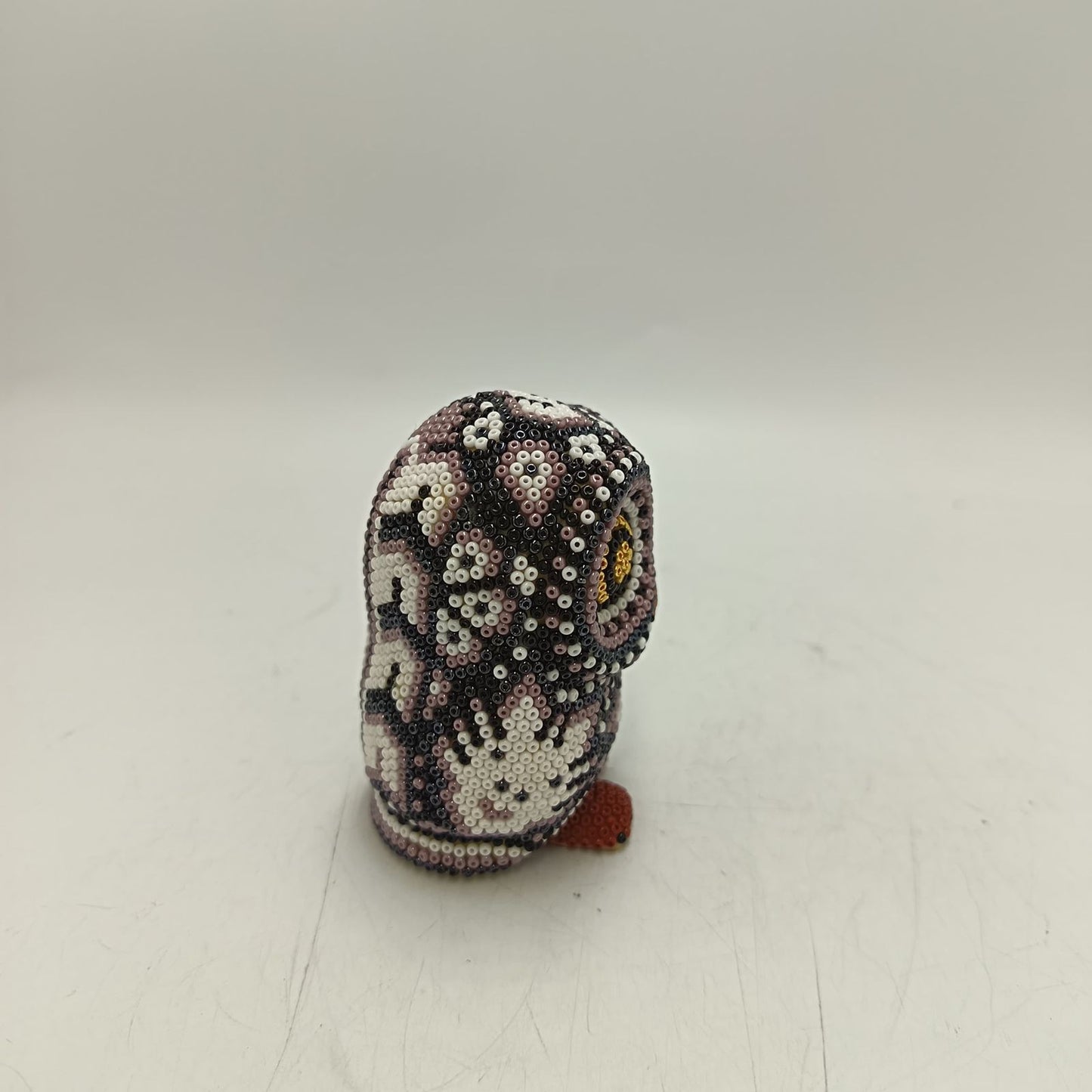 Mexican Huichol Hand Beaded Art, Owl By Isandro Villa Lopez PP9229
