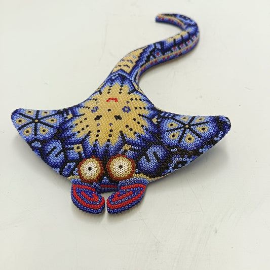 Mexican Huichol Hand Beaded Art, Stingray By Isandro Villa Lopez PP9235