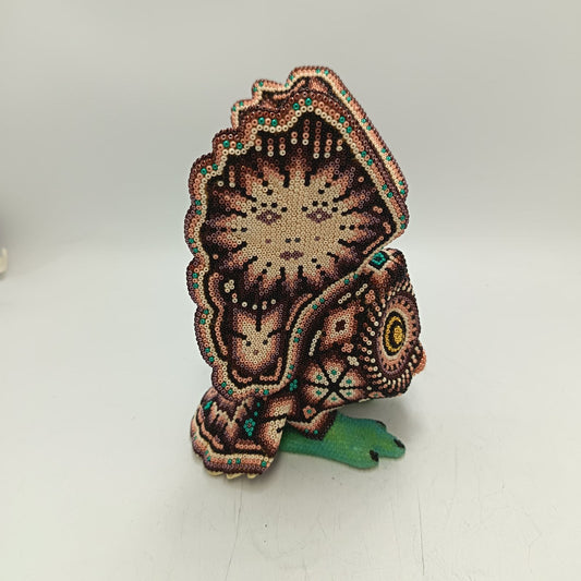 Mexican Huichol Hand Beaded Art, Owl By Isandro Villa Lopez PP9240