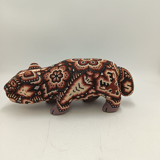 Mexican Huichol Hand Beaded Art, Capybara By Isandro Villa Lopez PP9242