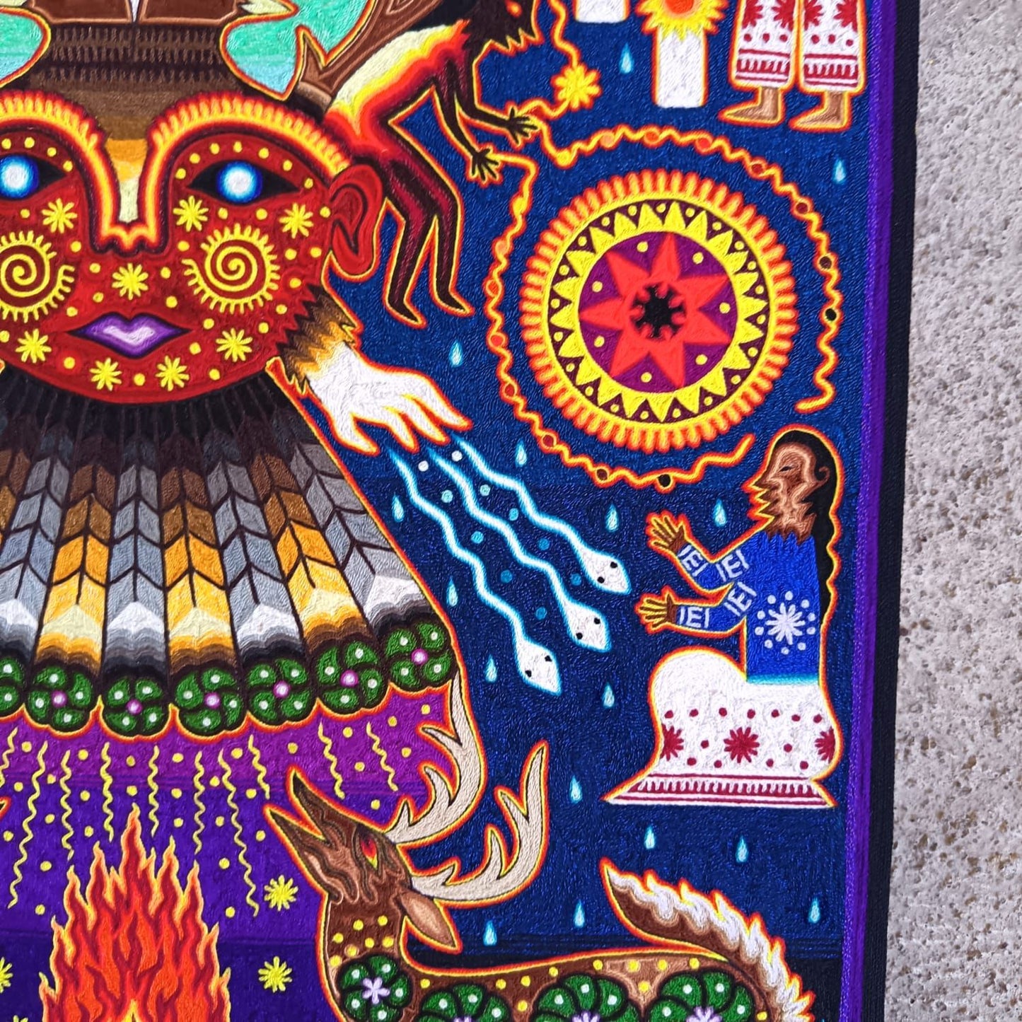 Huichol Indian Yarn Painting by Samuel Hernandez PP9245